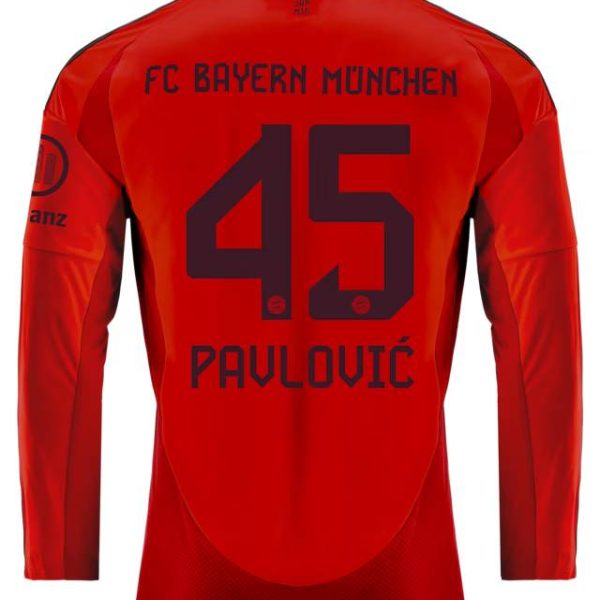 Bayern München herren langarm trikot home 24-25 – 45 aleksandar pavlović Trikots - Exklusive Auswahl