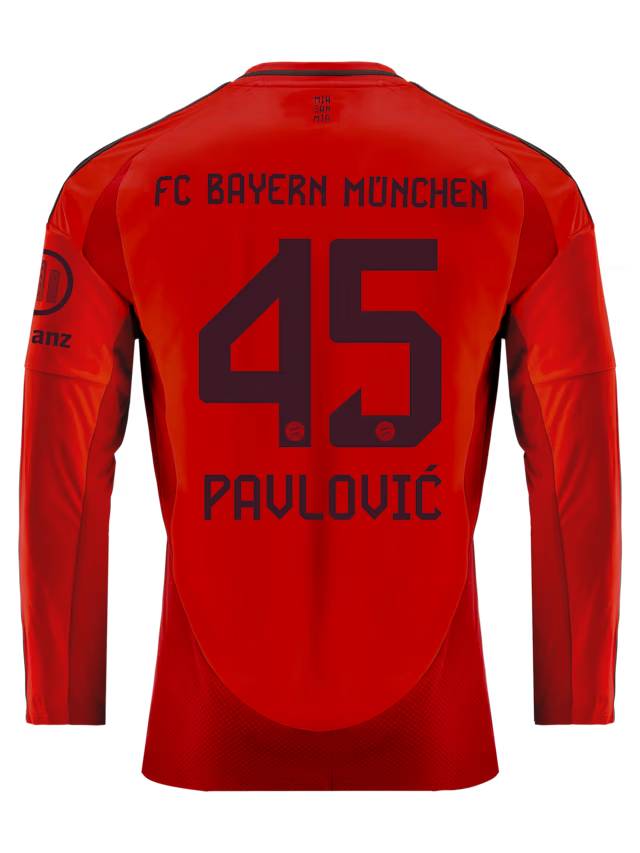 Bayern München herren langarm trikot home 24-25 – 45 aleksandar pavlović Trikots - Exklusive Auswahl